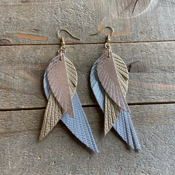 Handmade Jewelry - 3 for $25 Handmade Multi Colored Leather Earrings